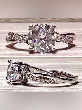 Vintage Designer Signed IBB Sterling Silver Cubic Zirconia Ring, Size 6.75
